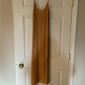 12th Tribe Tan Maxi Dress with Slit